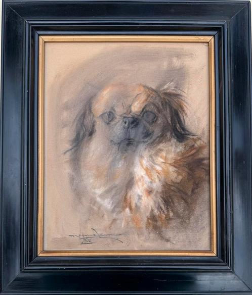 Marino Lenci - Portret Pekinees, Antiek en Kunst, Kunst | Schilderijen | Klassiek, Ophalen of Verzenden