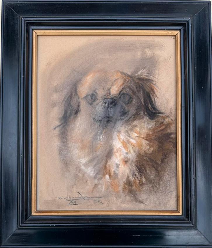 Marino Lenci - Portret Pekinees, Antiek en Kunst, Kunst | Schilderijen | Klassiek, Ophalen of Verzenden