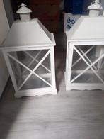 Set van 2 witte lantaarns, 25 tot 50 cm, Wit, Ophalen of Verzenden, Zo goed als nieuw