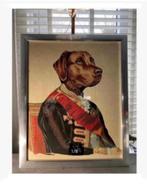 XL 2 stuks Brocante lijst zilverkleur stof hond glas pr.p.st, Antiek en Kunst, Curiosa en Brocante, Ophalen