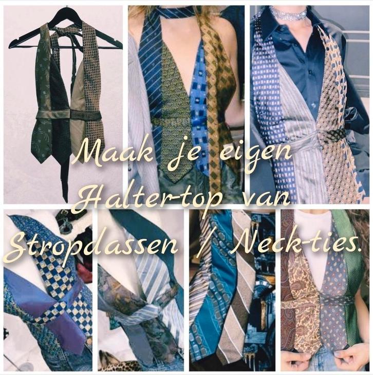 Maak van luxe zijden stropdassen je eigen Halter top., Kleding | Heren, Stropdassen, Zo goed als nieuw, Overige kleuren, Ophalen of Verzenden
