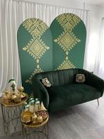 TE HUUR: Henna setting met bruidsbank groen, Hobby en Vrije tijd, Feestartikelen | Verhuur, Ophalen, Zo goed als nieuw, Overige