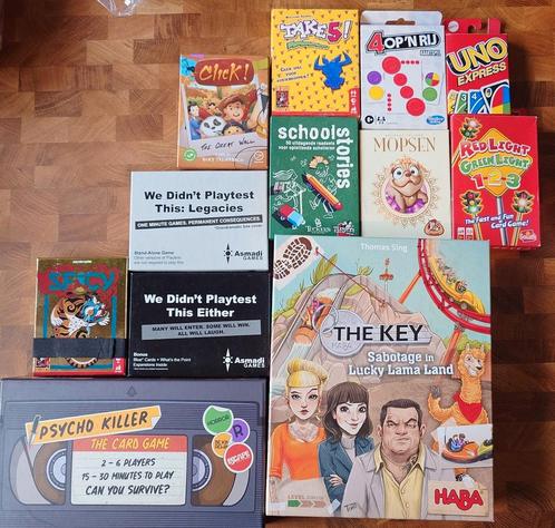 Verschillende kaartspellen (Psycho killer, Take 5, Spicy..), Hobby en Vrije tijd, Gezelschapsspellen | Kaartspellen, Gebruikt