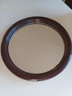Vintage retro plastic bruine ronde spiegel, Huis en Inrichting, Woonaccessoires | Spiegels, Minder dan 50 cm, Gebruikt, Rond, Ophalen of Verzenden