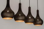 Gave industriële hanglamp met 4 kappen van metaal, als nieuw, Huis en Inrichting, Lampen | Hanglampen, Metaal, Zo goed als nieuw