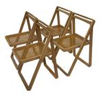 Vintage set 4x klapstoelen webbing en hout design jaren 70