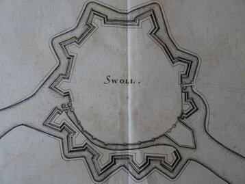 Gravure vesting plattegrond Zwolle C. Merian 1650 beschikbaar voor biedingen