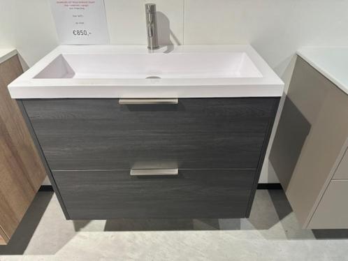 Badmeubel gebrand zwart 80x40cm (excl. kraan), Huis en Inrichting, Badkamer | Badkamermeubels, Nieuw, Wastafelkast, Minder dan 100 cm