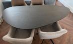 Kas20 Eettafel - Zwart Melamine, Kiezelvorm, Ophalen, 100 tot 150 cm, 200 cm of meer, Zo goed als nieuw
