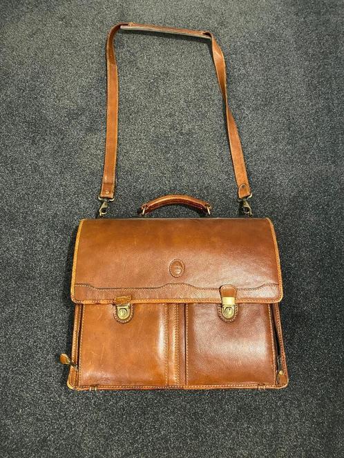 Laptop / akten -tas (echt leer), Computers en Software, Laptoptassen, Gebruikt, 16 inch, Ophalen