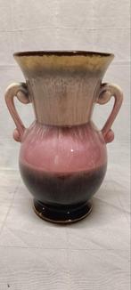 Mooie Vintage Duitse Vaas - Roze/Bruin/Goud, Ophalen of Verzenden