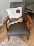 Vintage Bruine Lederen Stoel, Huis en Inrichting, Stoelen, Ophalen, Gebruikt, Bruin, Eén