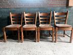 4 Houten Stoelen met Losse Zitting, Huis en Inrichting, Stoelen, Ophalen, Hout, Gebruikt, Bruin