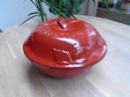 Piral rode terracotta stoofpan fruit, schaal deksel 25 cm, Ophalen of Verzenden, Zo goed als nieuw, Overige materialen, Koekenpan of Braadpan