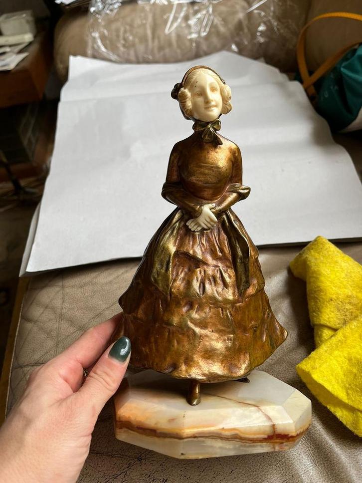 Art Deco Chryséléphantine Beeldje Franse Dame 1915-1920, Antiek en Kunst, Kunst | Beelden en Houtsnijwerken, Ophalen