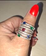 Gouden ring, 14 karaat witgoud met diamanten, Sieraden, Tassen en Uiterlijk, Ringen, Wit, Ophalen of Verzenden, Zo goed als nieuw