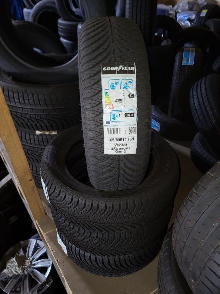 4 x 165/60/14 Goodyear Vector 4seasons NIEUW 280,- ALL IN !, Auto-onderdelen, Banden en Velgen, Band(en), All Season, 14 inch