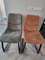 4x Leen Bakker Alec Eetkamerstoelen - Cognac & Olijf, Ophalen, Overige kleuren, Zo goed als nieuw, Metaal