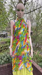 (38) Pareo - Sjaal - vintage - groen roze geel blauw, Ophalen of Verzenden, Zo goed als nieuw, Overige kleuren, Overige typen