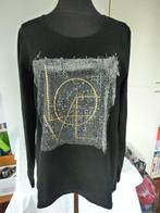 Mooi zwarte top met kopernagel Love, ronde hals Enjoy L., Zwart, Maat 42/44 (L), Enjoy, Ophalen of Verzenden