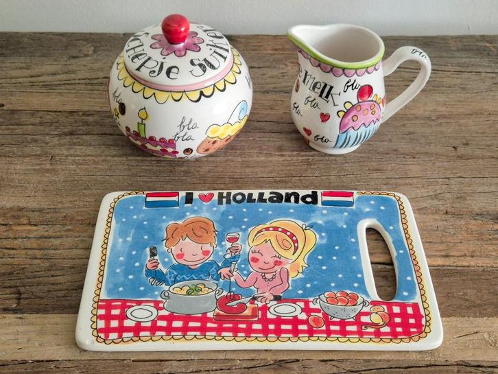 Blond Amsterdam 'Even Bijkletsen' set en borrelplankje, Huis en Inrichting, Keuken | Servies, Zo goed als nieuw, Overige typen