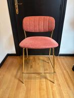 Roze barkrukken met gouden frame - Set van 4, Huis en Inrichting, Barkrukken, Ophalen, Met voetsteun, 60 tot 90 cm, Zo goed als nieuw