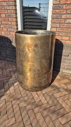 Prachtige grote goud/bronze binnenpot staal, Tuin en Terras, Bloempotten, Ophalen, 40 cm of meer, Rond, Metaal