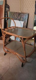 Retro Rotan Serveerwagen Jaren 60, Huis en Inrichting, Tafelonderdelen, Ophalen, Gebruikt, 50 tot 100 cm, 50 tot 100 cm