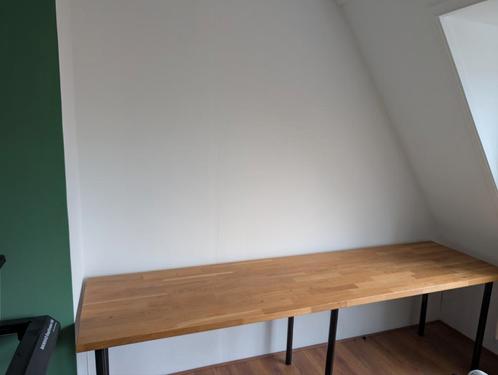 Ikea Karlby Eiken fineer bureau/werkblad met poten, Huis en Inrichting, Bureaus, Zo goed als nieuw, Ophalen