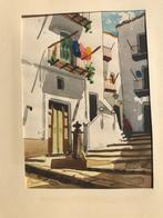 aquarel stadsgezicht mediterrane, Ophalen of Verzenden