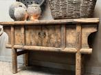 Uniek oude chinese tafel elmwood sidetable haltafel, Ophalen, Stoer sober landelijk hoffz aura peeperkorn, 100 tot 150 cm, Zo goed als nieuw