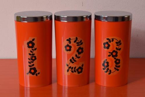 Set van 3 retro vintage Brabantia Parmelon voorraadbussen, Huis en Inrichting, Keuken | Potten en Pannen, Gebruikt, Pot, Bus of Blik