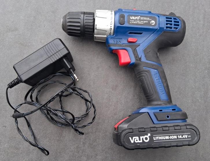 Varo 14.4V accuboor + accu, lader & kistje!, Doe-het-zelf en Verbouw, Gereedschap | Boormachines, Boor- en Schroefmachine, Ophalen of Verzenden