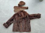 Vintage bontjas met muts en sjaal, Ophalen of Verzenden, Gedragen, Maat 38/40 (M), Bruin