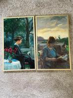Klassieke Schilderijen van Lezende Vrouwen (2 stuks), Antiek en Kunst, Kunst | Schilderijen | Klassiek, Ophalen of Verzenden