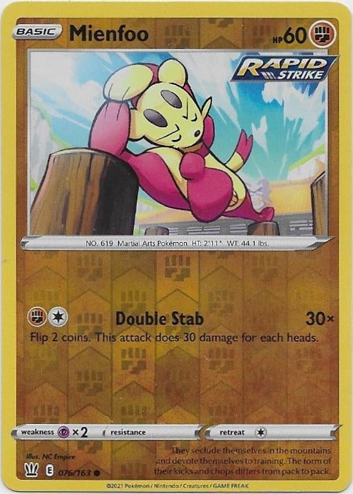 Battle Styles,  Mienfoo [reverse] 76/163, Verzenden, Nieuw, Losse kaart