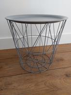 Bijzet tafeltje / woonaccessoire / opberg metaal lichtgrijs, Ophalen, Zo goed als nieuw, Rond, Overige materialen