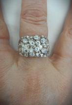 Zilveren modernist ring met steentjes maat krap 19 nr.970, 18 tot 19, Verzenden, Zo goed als nieuw, Dame