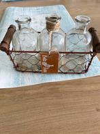 Leuke kleine vaasjes met rekje, Ophalen of Verzenden, Overige kleuren, Glas, Minder dan 50 cm