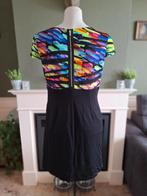 Fuego Woman gekleurde jurk waterval 42 Gratis Verzenden !, Verzenden, Zwart, Maat 42/44 (L), Zo goed als nieuw