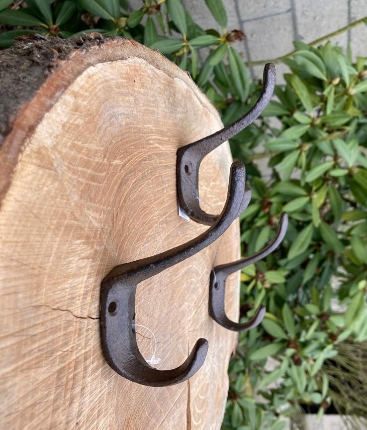 GIETIJZEREN KAPSTOKHAAK DUBBEL NIEUW, Wandhaken, -, -, Nieuw