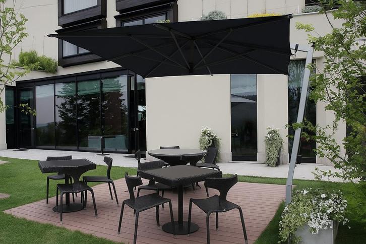Ischia parasol antraciet – heel goede staat, Tuin en Terras, Parasols, Zo goed als nieuw, 2 tot 3 meter, Kantelbaar, Verstelbaar