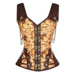 Gouden leren steampunk korset sexy bustier gothic kettingen, Verzenden, Overige kleuren, Body of Korset