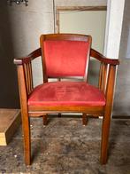 Vintage Houten Stoel met Rode Bekleding, Antiek en Kunst, Antiek | Meubels | Stoelen en Banken, Ophalen