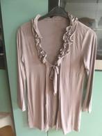 Made in Italy openvallende langel Blouse, aparte ruches. L, Made in Italy, Bruin, Maat 42/44 (L), Ophalen of Verzenden