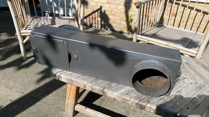 Kachelpijp haardaansluiting zwart, Doe-het-zelf en Verbouw, Buizen en Afvoer, Gebruikt, Bochten, Zink, Minder dan 2 meter, 80 mm of meer