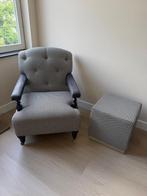 Engelse fauteuil en hocker pied de poule, Huis en Inrichting, Ophalen, Zo goed als nieuw