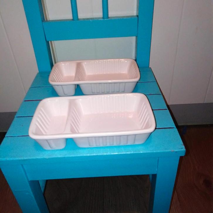 Patatbakjes met sausgedeelte 2 stuks Siaki, Huis en Inrichting, Keuken | Servies, Gebruikt, Overige typen, Overige stijlen, Aardewerk