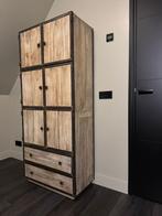 Industriële massief houten en metalen kast, Ophalen, Zo goed als nieuw, 25 tot 50 cm, 50 tot 100 cm
