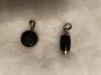 Zilveren hangers met een zwarte lava   steen, Gebruikt, Zwart, Ophalen of Verzenden, Met edelsteen